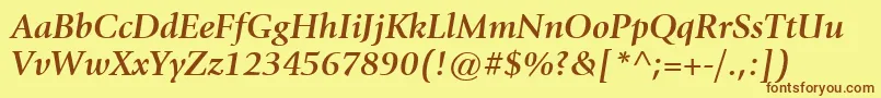 ItcGiovanniLtBoldItalic-fontti – ruskeat fontit keltaisella taustalla
