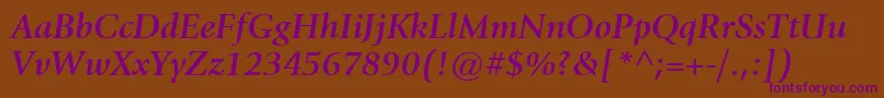 ItcGiovanniLtBoldItalic Font – Purple Fonts on Brown Background