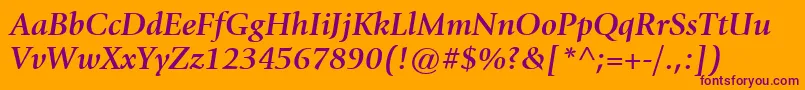 Шрифт ItcGiovanniLtBoldItalic – фиолетовые шрифты на оранжевом фоне