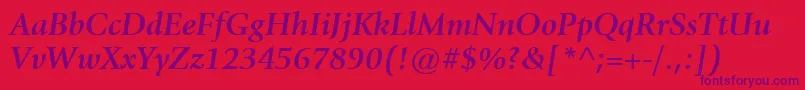 Police ItcGiovanniLtBoldItalic – polices violettes sur fond rouge