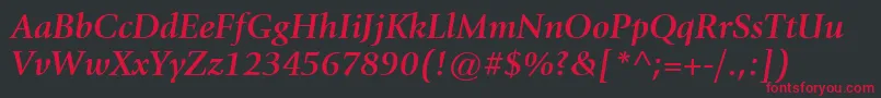 Шрифт ItcGiovanniLtBoldItalic – красные шрифты на чёрном фоне