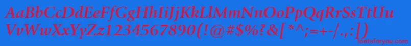 ItcGiovanniLtBoldItalic-Schriftart – Rote Schriften auf blauem Hintergrund