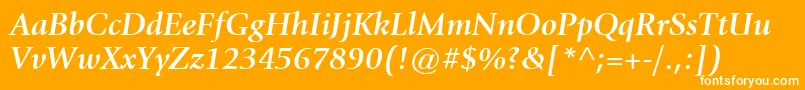 ItcGiovanniLtBoldItalic-Schriftart – Weiße Schriften auf orangefarbenem Hintergrund