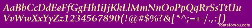 ItcGiovanniLtBoldItalic Font – Yellow Fonts on Purple Background