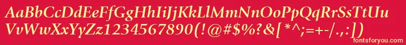 ItcGiovanniLtBoldItalic Font – Yellow Fonts on Red Background