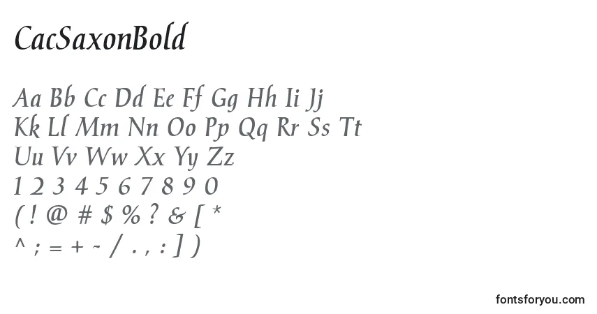 Czcionka CacSaxonBold – alfabet, cyfry, specjalne znaki