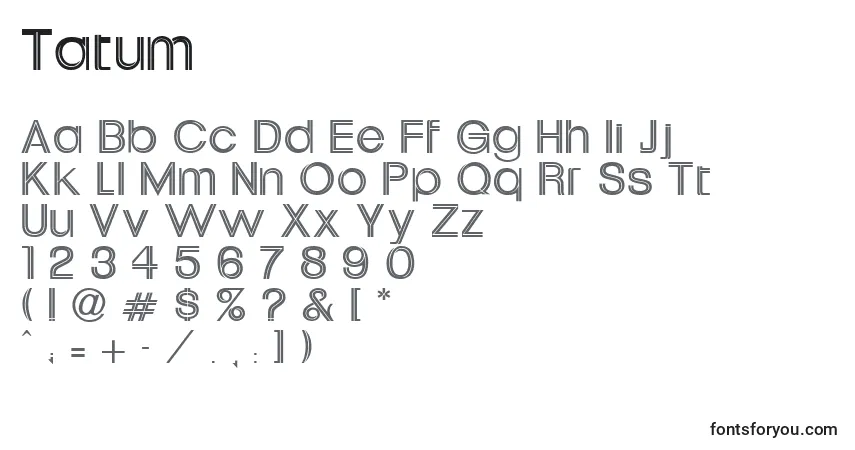 Шрифт Tatum – алфавит, цифры, специальные символы