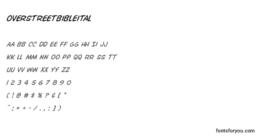 Czcionka Overstreetbibleital – alfabet, cyfry, specjalne znaki