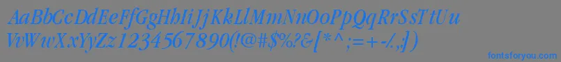 GaramondcondsskItalic-Schriftart – Blaue Schriften auf grauem Hintergrund