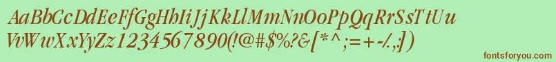 GaramondcondsskItalic Font – Brown Fonts on Green Background
