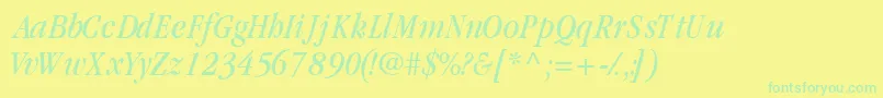 GaramondcondsskItalic Font – Green Fonts on Yellow Background