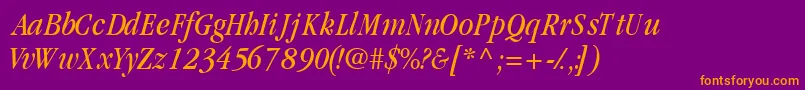 GaramondcondsskItalic Font – Orange Fonts on Purple Background