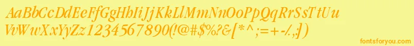 GaramondcondsskItalic Font – Orange Fonts on Yellow Background