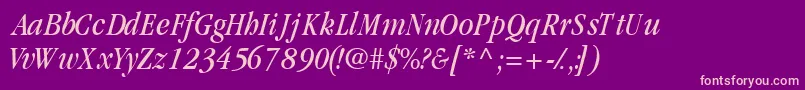 GaramondcondsskItalic Font – Pink Fonts on Purple Background