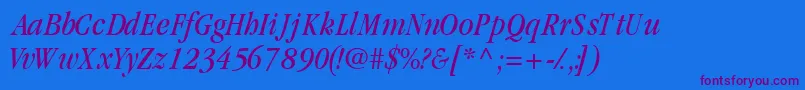 GaramondcondsskItalic Font – Purple Fonts on Blue Background