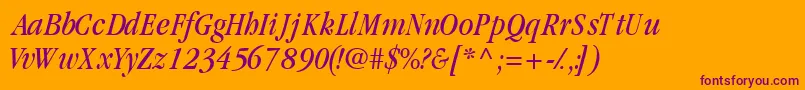 GaramondcondsskItalic Font – Purple Fonts on Orange Background