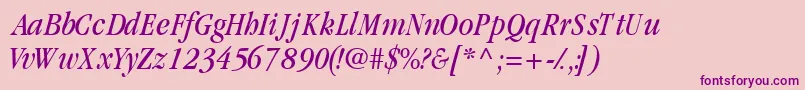 GaramondcondsskItalic Font – Purple Fonts on Pink Background