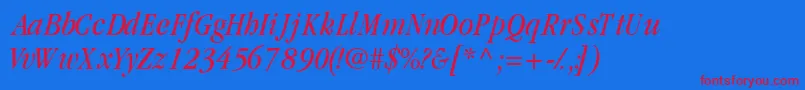 GaramondcondsskItalic Font – Red Fonts on Blue Background