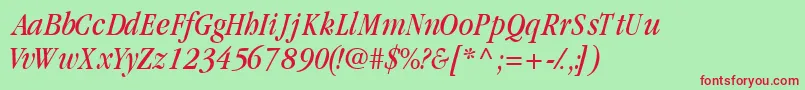 GaramondcondsskItalic Font – Red Fonts on Green Background