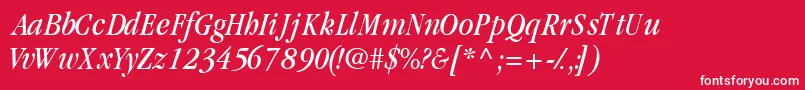 GaramondcondsskItalic-Schriftart – Weiße Schriften auf rotem Hintergrund