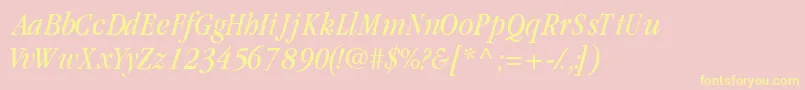 GaramondcondsskItalic Font – Yellow Fonts on Pink Background