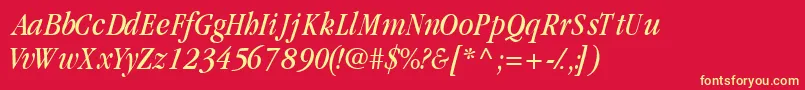 GaramondcondsskItalic Font – Yellow Fonts on Red Background