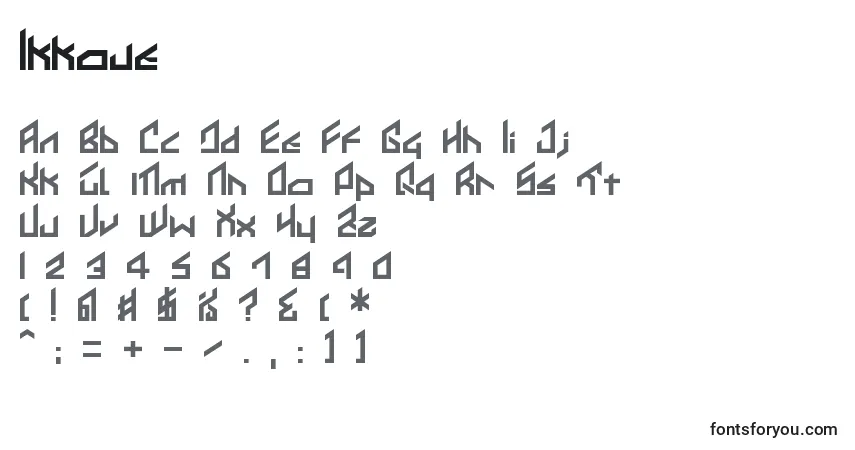 Czcionka Ikkoue – alfabet, cyfry, specjalne znaki