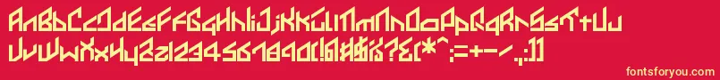 フォントIkkoue – 黄色の文字、赤い背景