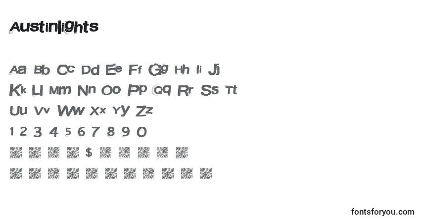 A fonte Austinlights – alfabeto, números, caracteres especiais