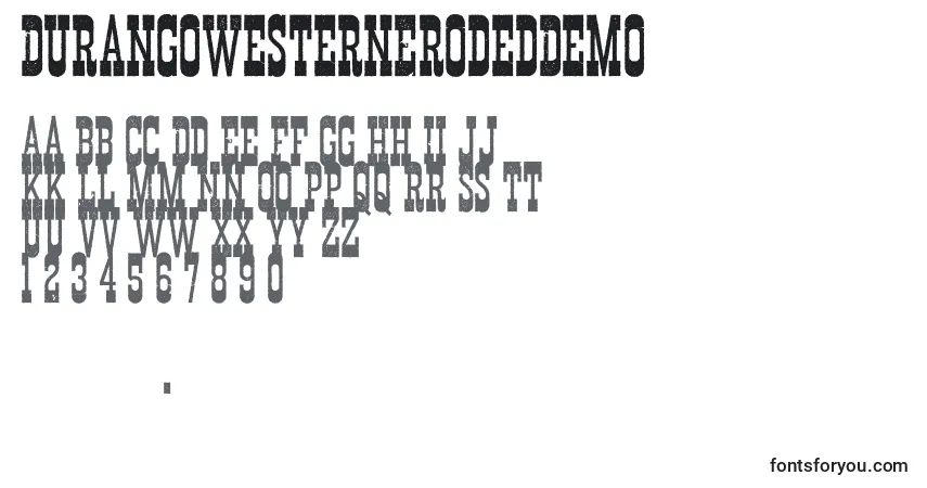 Шрифт DurangoWesternErodedDemo – алфавит, цифры, специальные символы