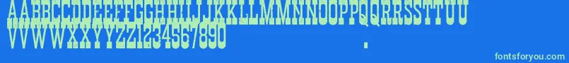 Fonte DurangoWesternErodedDemo – fontes verdes em um fundo azul
