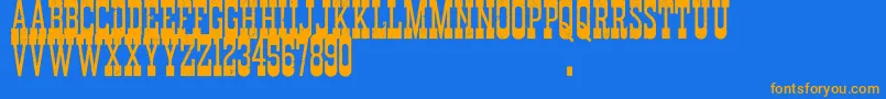 En savoir plus sur la police DurangoWesternErodedDemo Police DurangoWesternErodedDemo – polices orange sur fond bleu