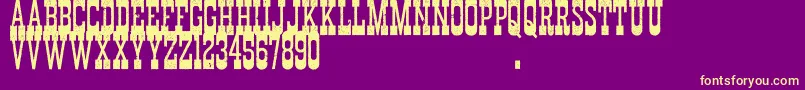 DurangoWesternErodedDemo-fontti – keltaiset fontit violetilla taustalla