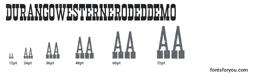 Размеры шрифта DurangoWesternErodedDemo