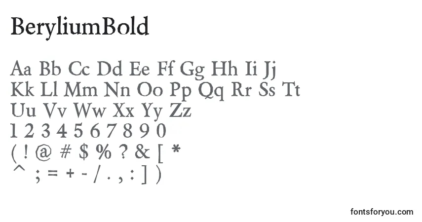 Schriftart BeryliumBold – Alphabet, Zahlen, spezielle Symbole