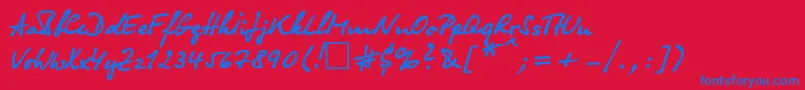 Olga ffy Font – Blue Fonts on Red Background