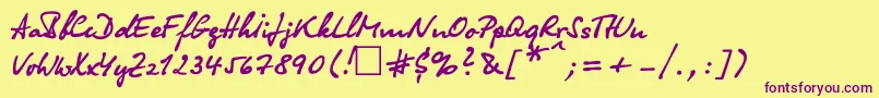 Olga ffy Font – Purple Fonts on Yellow Background