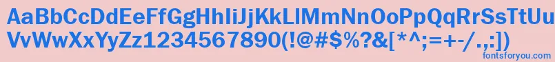 フォントFranklingothdemictt – ピンクの背景に青い文字