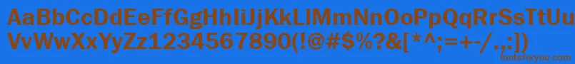 フォントFranklingothdemictt – 茶色の文字が青い背景にあります。
