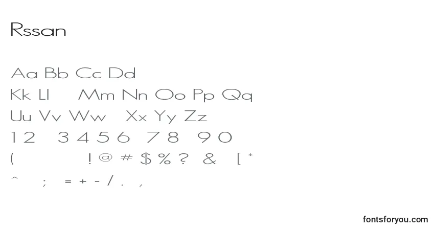 A fonte Rssansserif – alfabeto, números, caracteres especiais