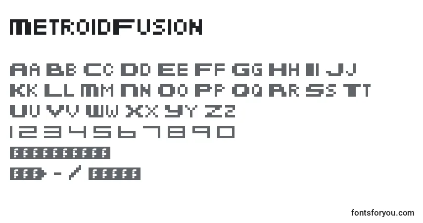 Schriftart MetroidFusion – Alphabet, Zahlen, spezielle Symbole