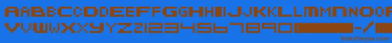 MetroidFusion-Schriftart – Braune Schriften auf blauem Hintergrund