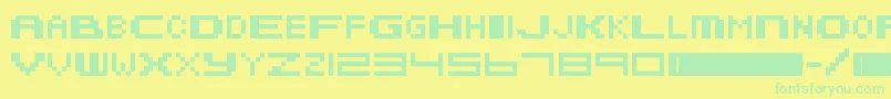 MetroidFusion-Schriftart – Grüne Schriften auf gelbem Hintergrund