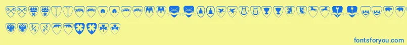 Więcej informacji o czcionce Easyheraldics Czcionka Easyheraldics – niebieskie czcionki na żółtym tle