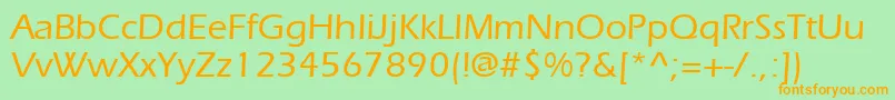 フォントItcErasLtMedium – オレンジの文字が緑の背景にあります。