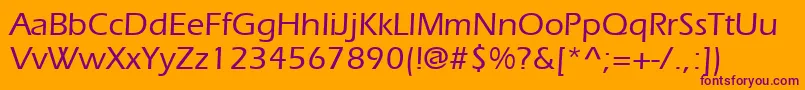Fonte ItcErasLtMedium – fontes roxas em um fundo laranja