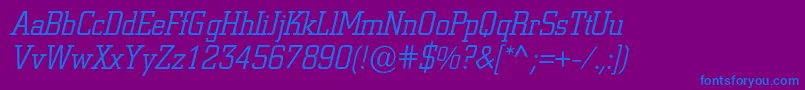 フォントColiseumlightcItalic – 紫色の背景に青い文字