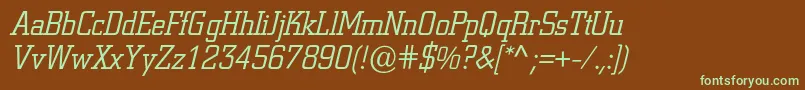Шрифт ColiseumlightcItalic – зелёные шрифты на коричневом фоне