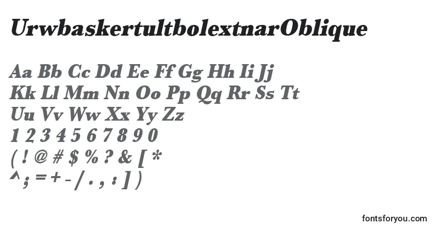 Schriftart UrwbaskertultbolextnarOblique – Alphabet, Zahlen, spezielle Symbole