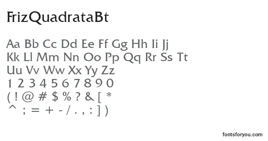 Шрифт FrizQuadrataBt – алфавит, цифры, специальные символы
